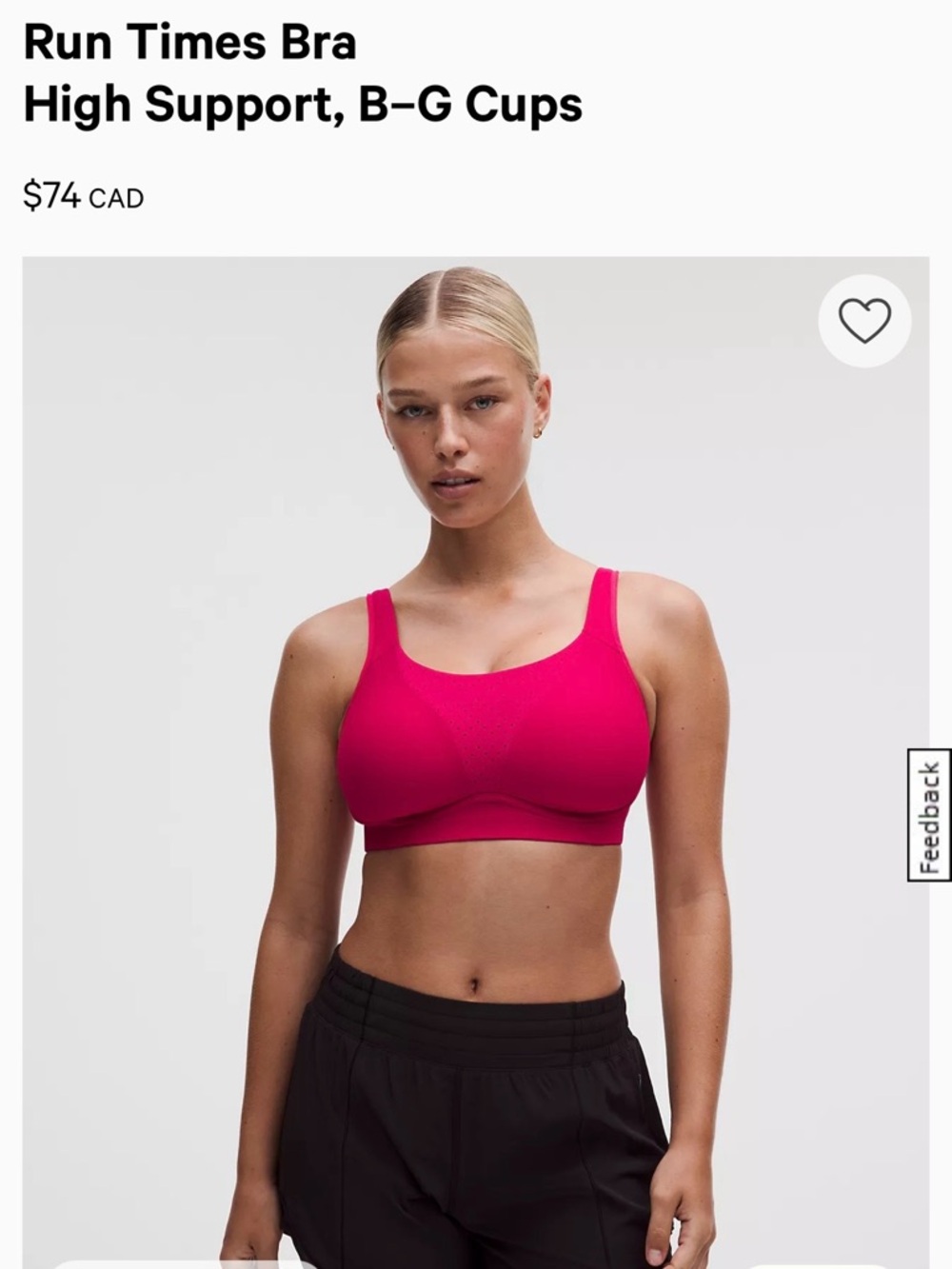 lululemon athletica Run Times High-Support Sports Bra in Fuchia